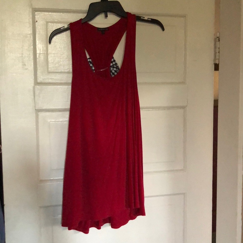 Red plaid bow tank hi lo mmm brand size xl